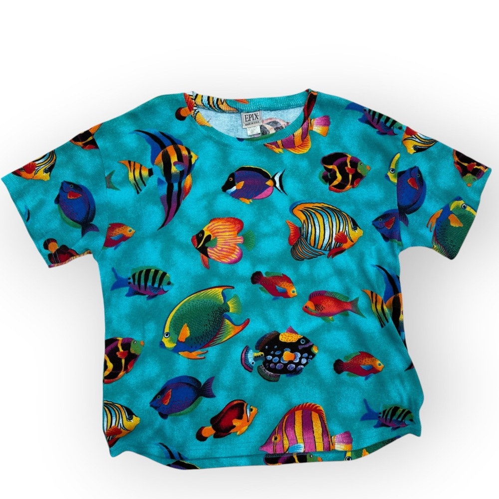 Vintage 90s EPIX Made in USA Tropical Fish Top | Tagged ONE / Fits Women’s L